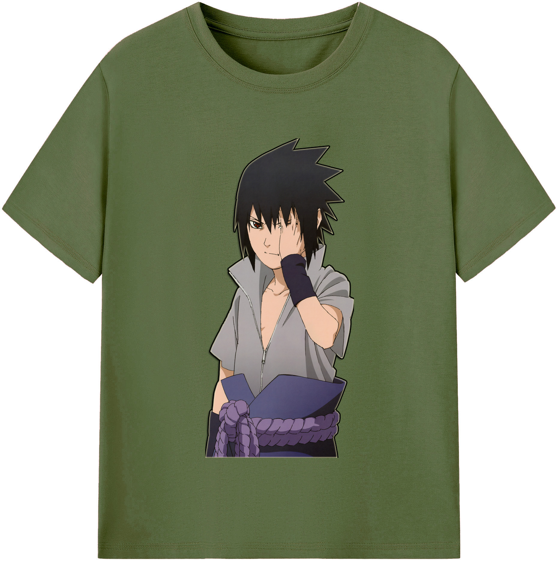 （画像用） NARUTO -ナルト- うちは サスケ Uchiha Sasuke 綿100％半袖Tシャツ（フロントプリント）